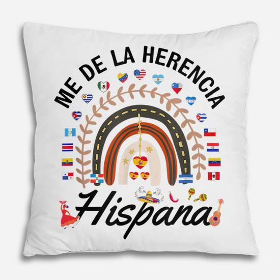 Funny National Hispanic Heritage Month Rainbow All Countries  V2 Pillow