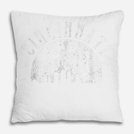 Vintage Cincinnati Cityscape Baseball Lover Men Women Kids  Pillow