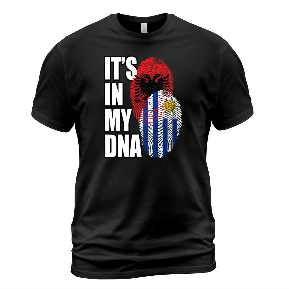 Albanian And Uruguayan Mix Heritage DNA Flag T-Shirt Unisex