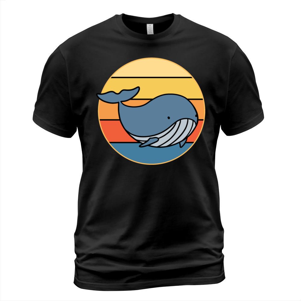 Cute Kawaii Whale Retro Sunset Vintage Ocean T-Shirt Unisex
