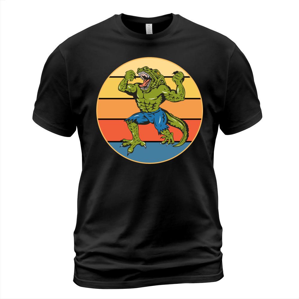 Crocodile Retro Sunset Vintage Wild Animal T-Shirt Unisex