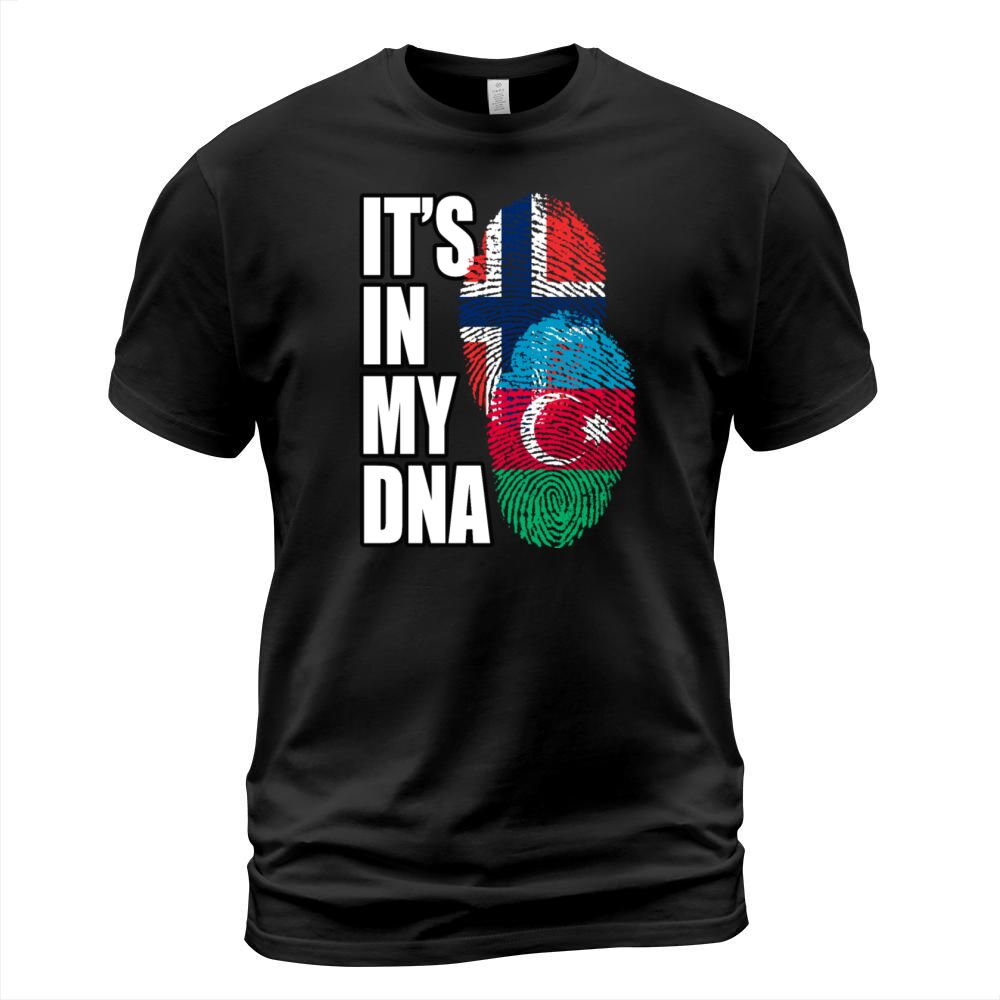 Azerbaijani And Norwegian Mix Heritage DNA Flag T-Shirt Unisex