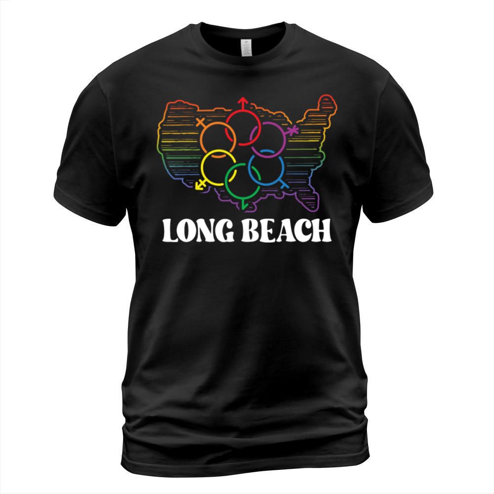 Long Beach Pride Month Pride Flag LGBT Community L T-Shirt Unisex