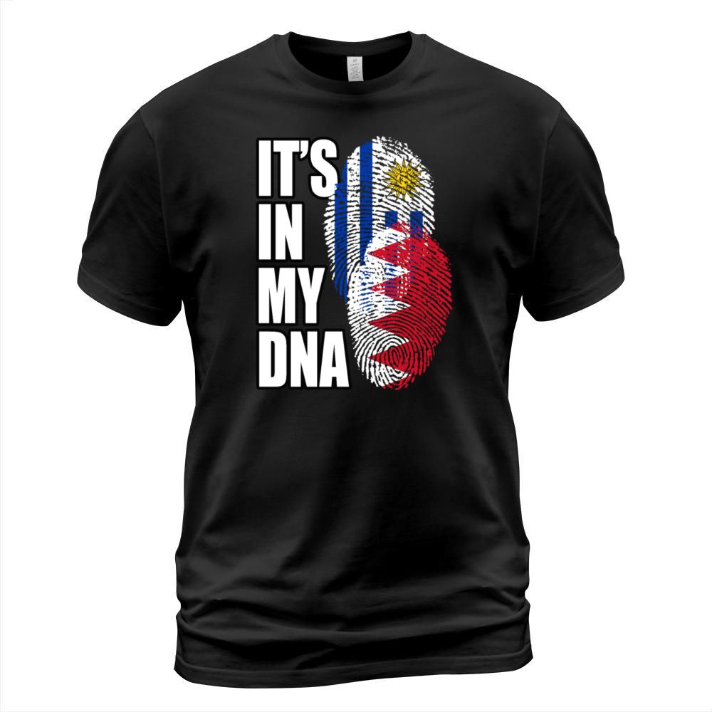 Bahraini And Uruguayan Mix Heritage DNA Flag T-Shirt Unisex