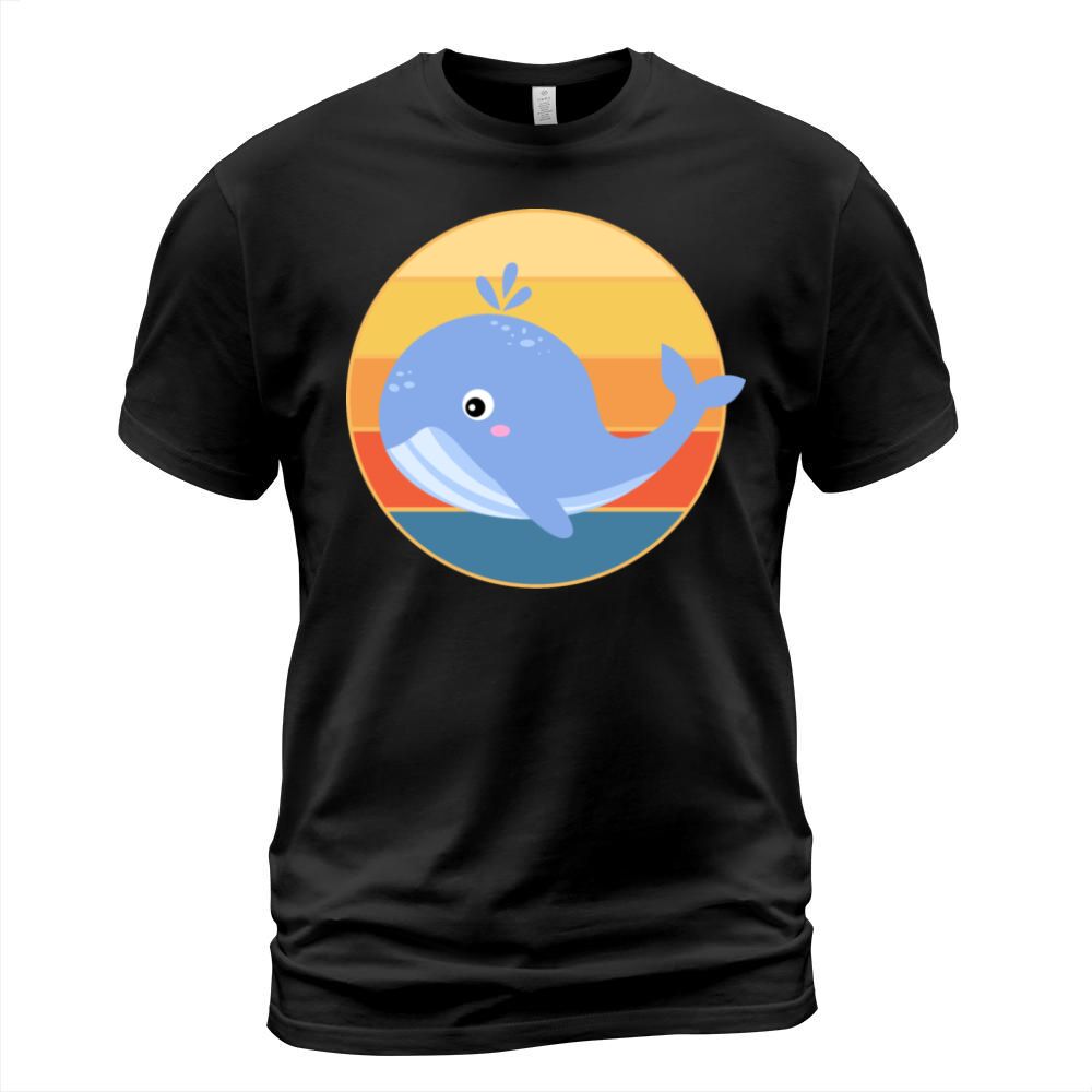 Cute Kawaii Whale Retro Sunset Vintage Ocean T-Shirt Unisex
