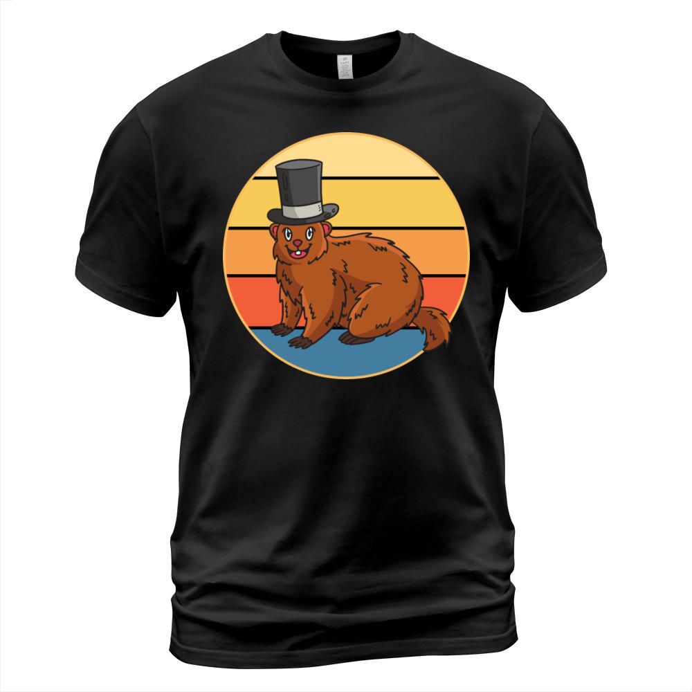 Cute Groundhog Retro Sunset Vintage Animal Lover T-Shirt Unisex