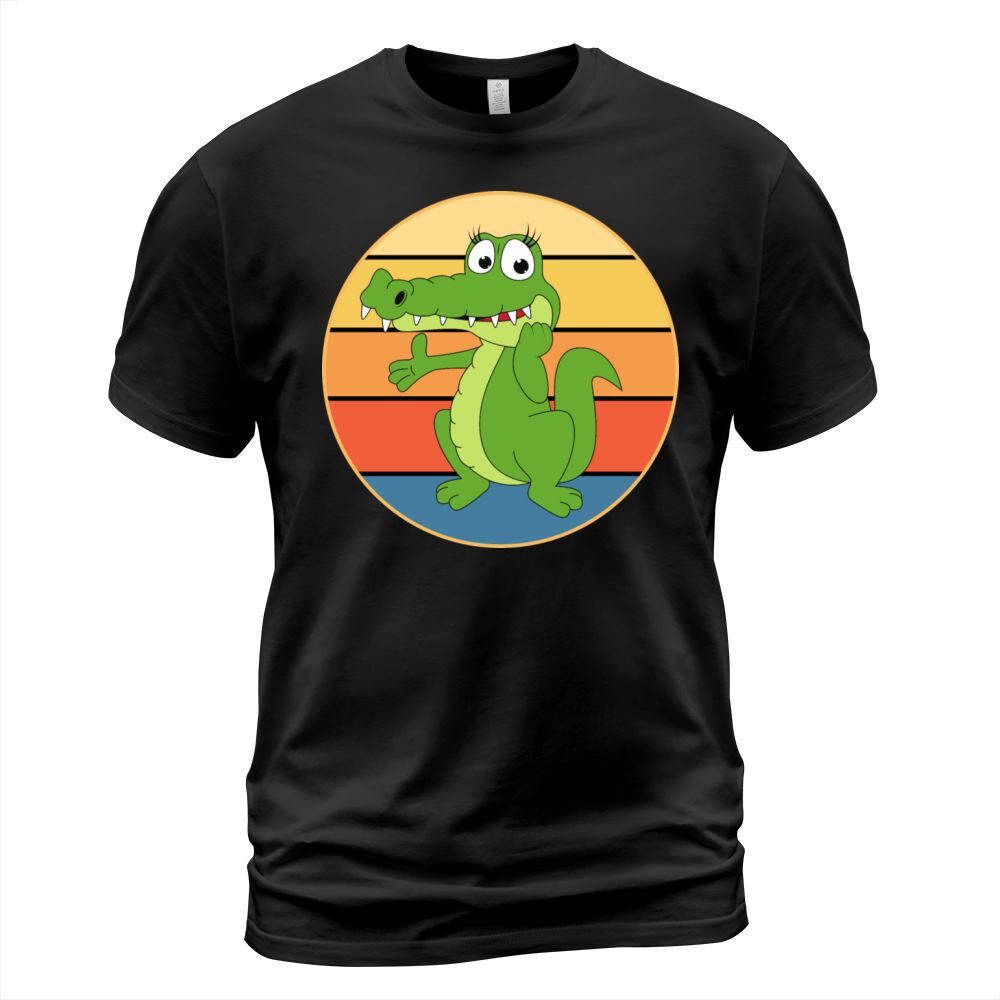 Crocodile Retro Sunset Vintage Wild Animal T-Shirt Unisex