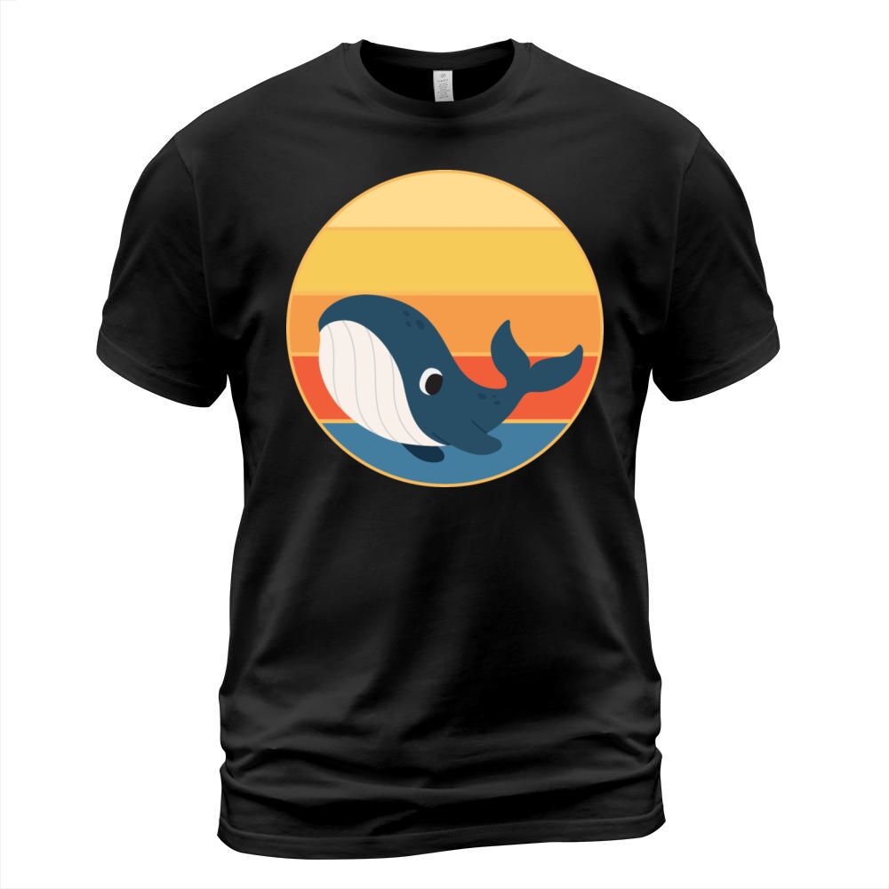 Cute Kawaii Whale Retro Sunset Vintage Ocean T-Shirt Unisex