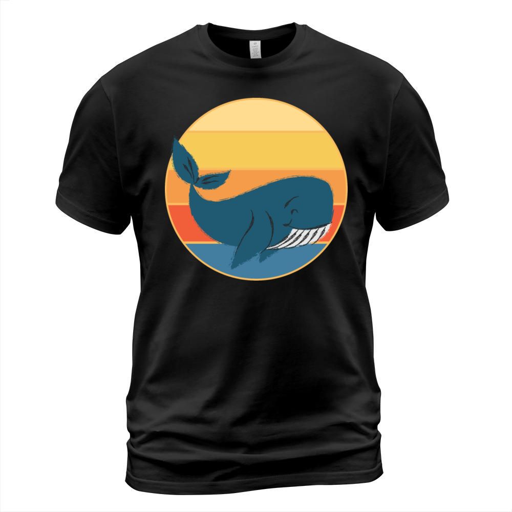 Cute Kawaii Whale Retro Sunset Vintage Ocean T-Shirt Unisex
