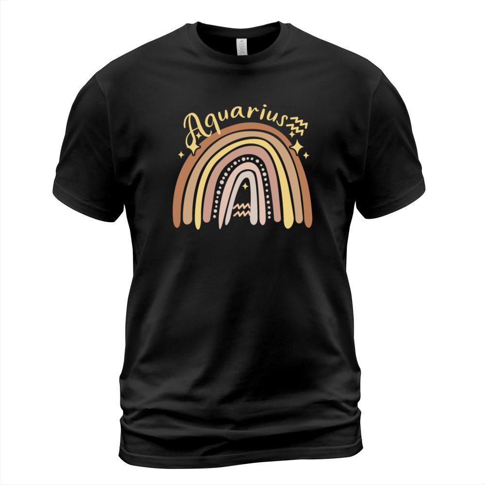 Aquarius Zodiac Bohemian Boho Rainbow 70s Vintage T-Shirt Unisex