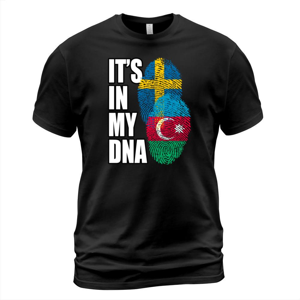 Azerbaijani And Swedish Mix Heritage DNA Flag T-Shirt Unisex