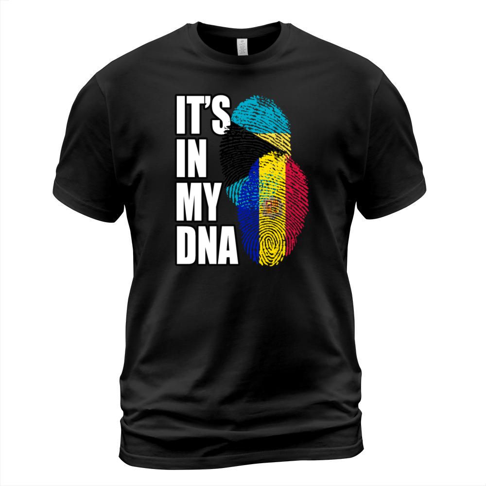 Andorran And Bahamian Mix Heritage DNA Flag T-Shirt Unisex