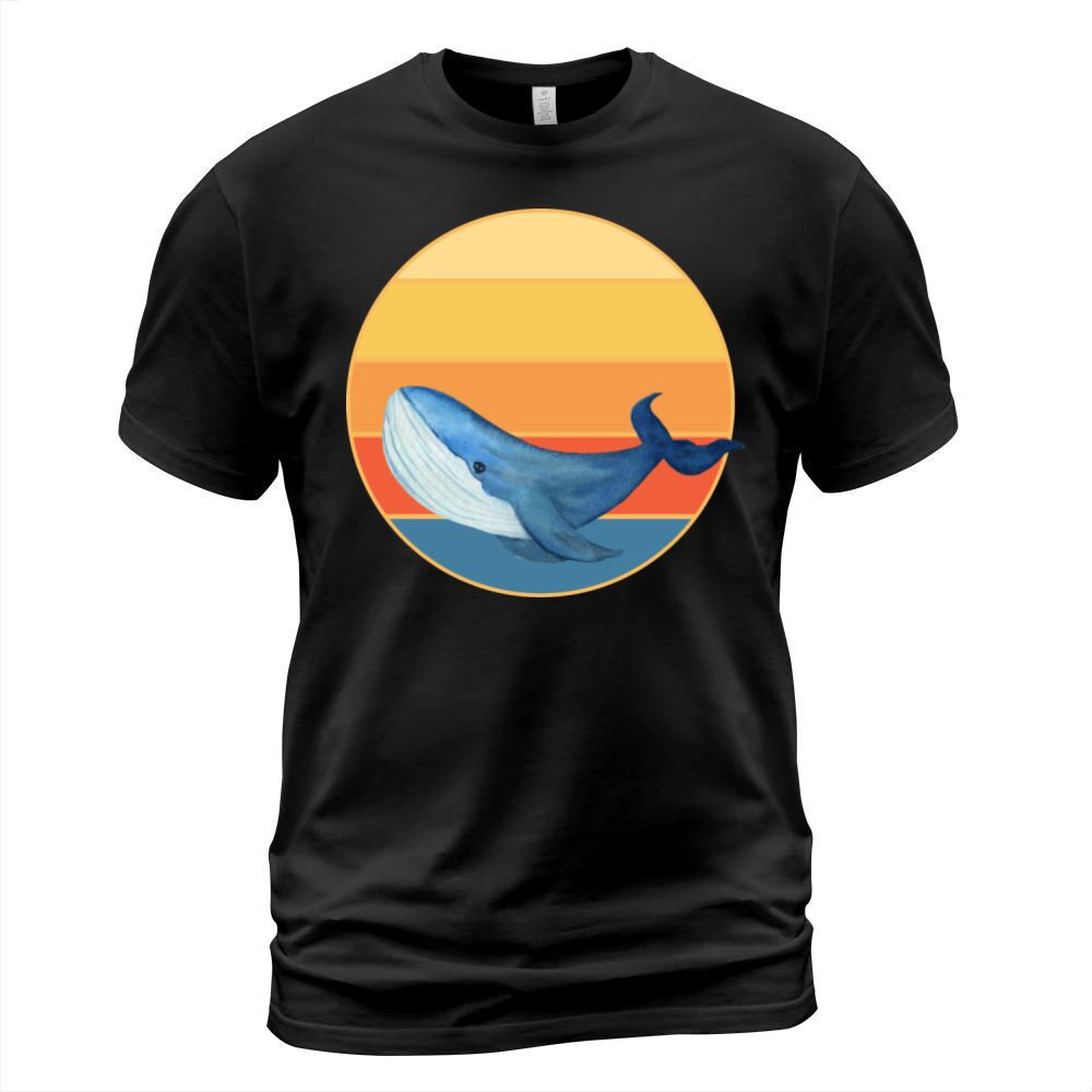 Cute Kawaii Whale Retro Sunset Vintage Ocean T-Shirt Unisex