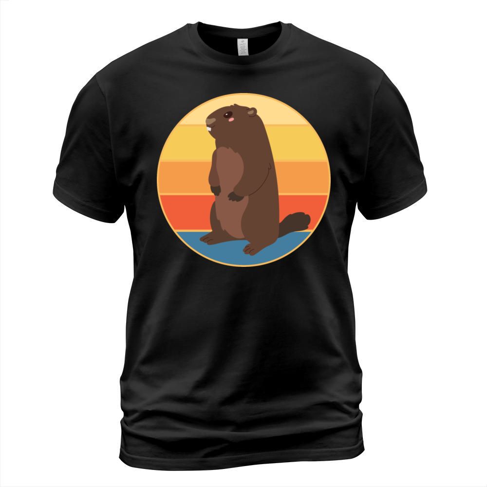 Cute Groundhog Retro Sunset Vintage Animal Lover T-Shirt Unisex