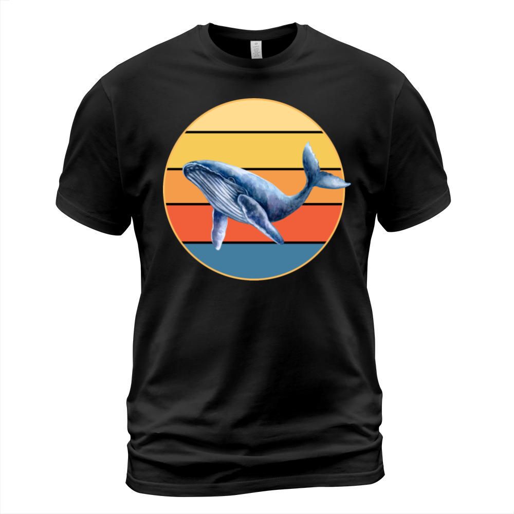 Cute Kawaii Whale Retro Sunset Vintage Ocean T-Shirt Unisex