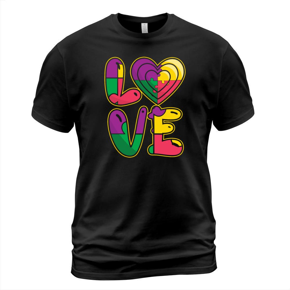 Support Love Puzzle Colorful Autism Awareness T-Shirt Unisex