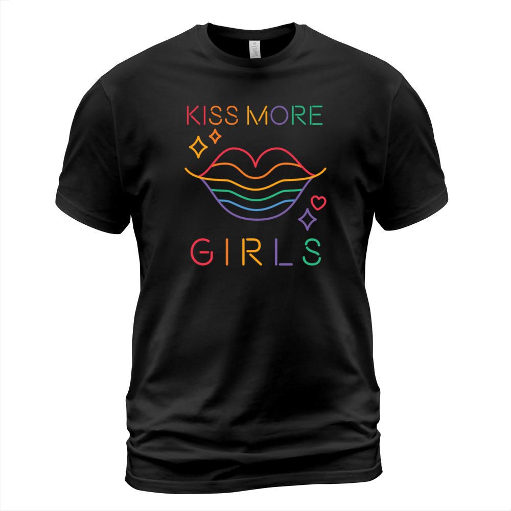 Kiss More Girls LGBT Cute Lesbian Lips Pride Month T-Shirt Unisex