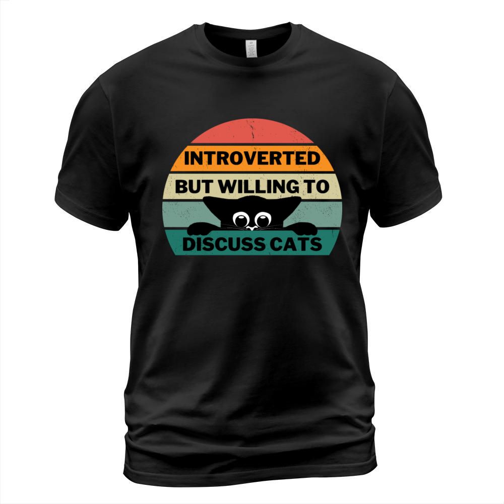 Introverted But Willing To Discuss Cats Vintage T-Shirt Unisex