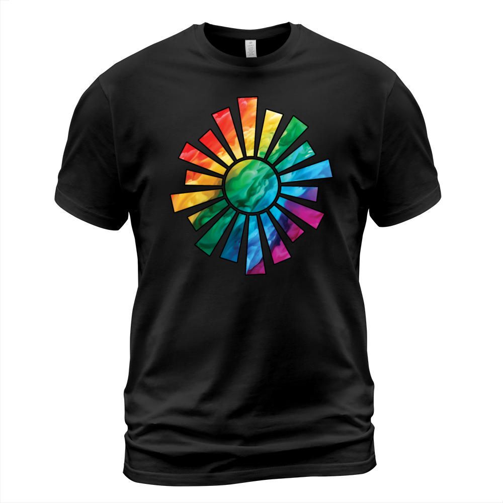 Colorful Rainbow Abstract Sun With Smoke And Fog T-Shirt Unisex