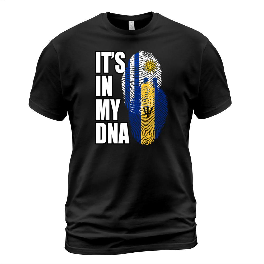 Barbadian And Uruguayan Mix Heritage DNA Flag T-Shirt Unisex