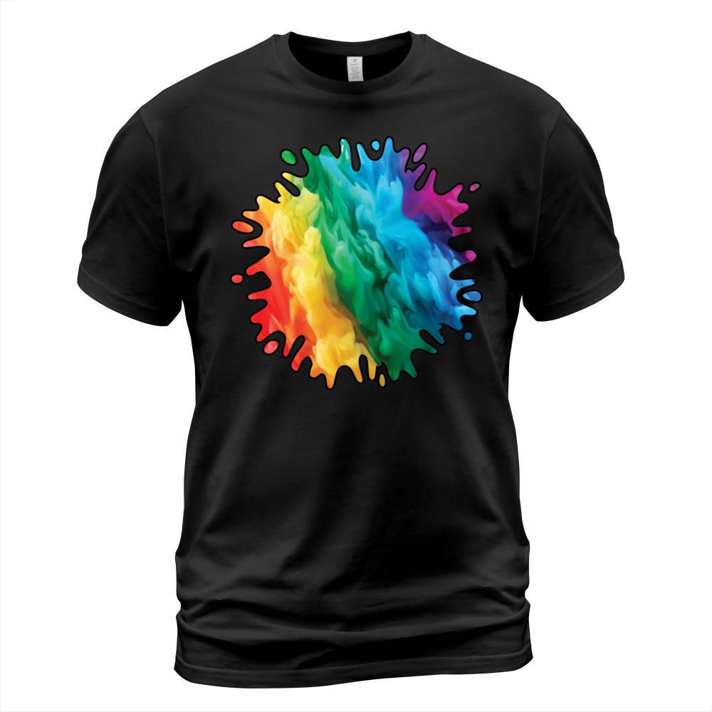 Colorful Rainbow Paint Splatter With Smoke And Fog T-Shirt Unisex