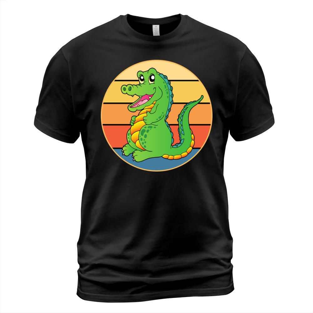 Crocodile Retro Sunset Vintage Wild Animal T-Shirt Unisex