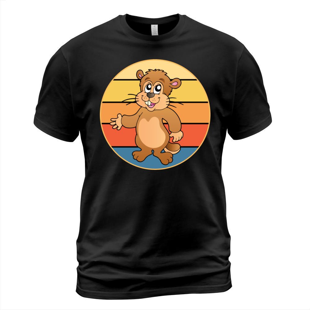 Cute Groundhog Retro Sunset Vintage Animal Lover T-Shirt Unisex
