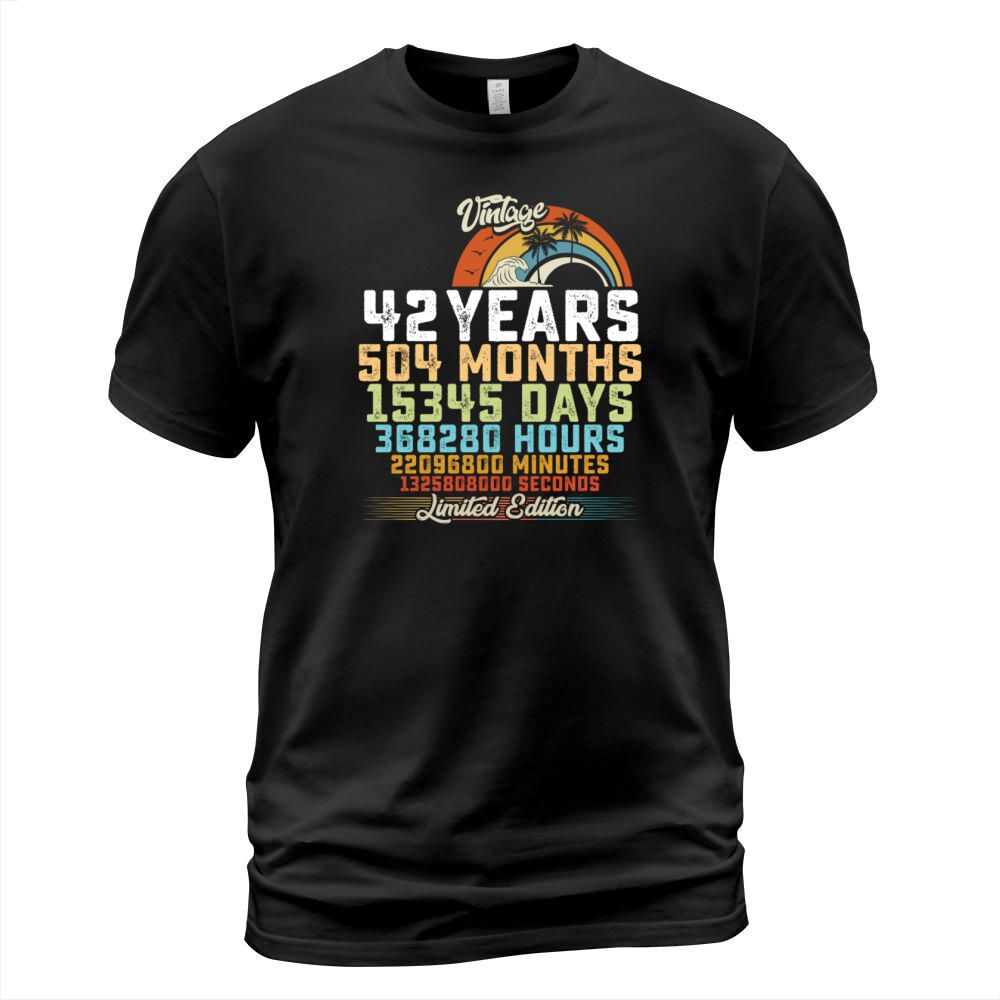 42nd Birthday 42 Years Hours Month Vintage T-Shirt Unisex
