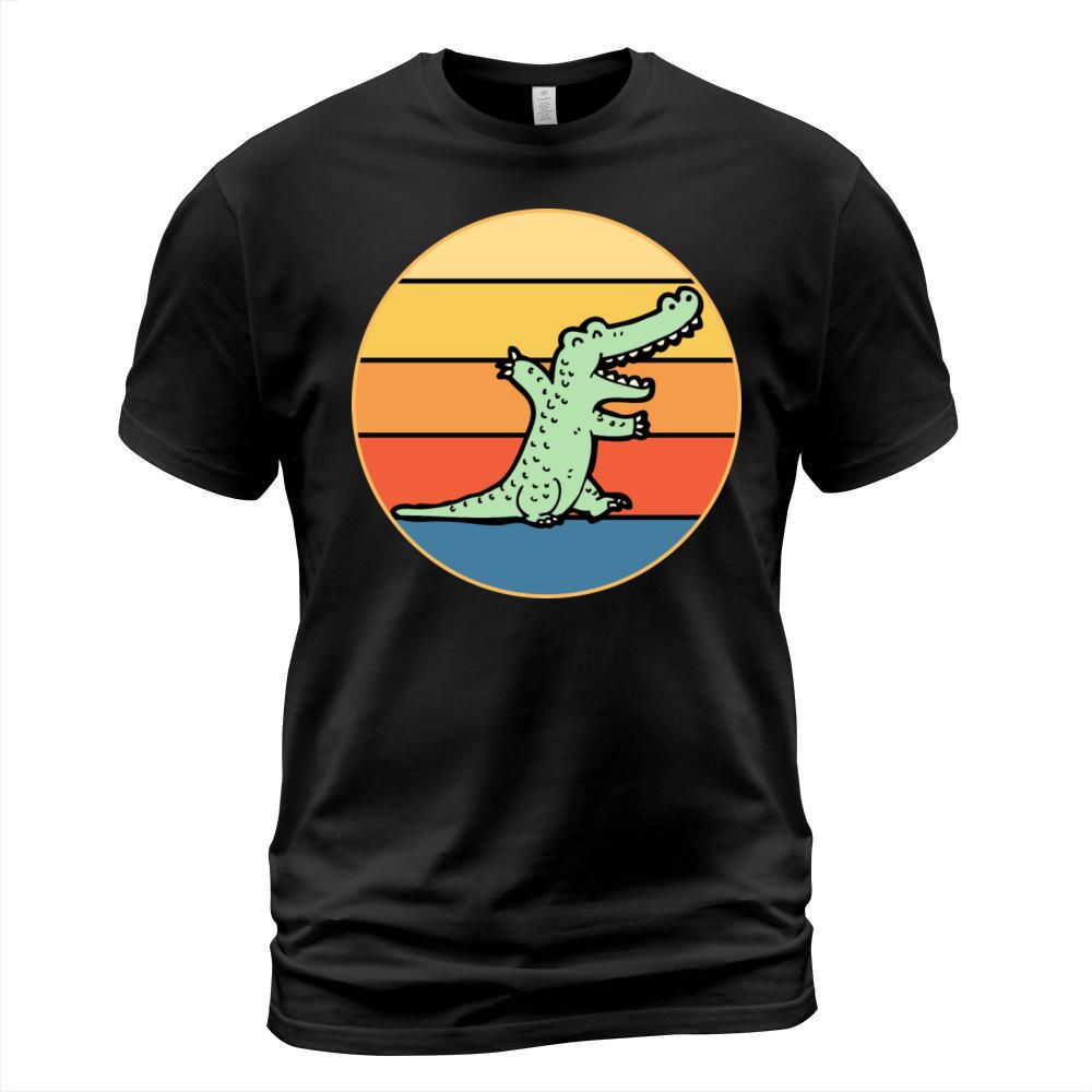 Crocodile Retro Sunset Vintage Wild Animal T-Shirt Unisex