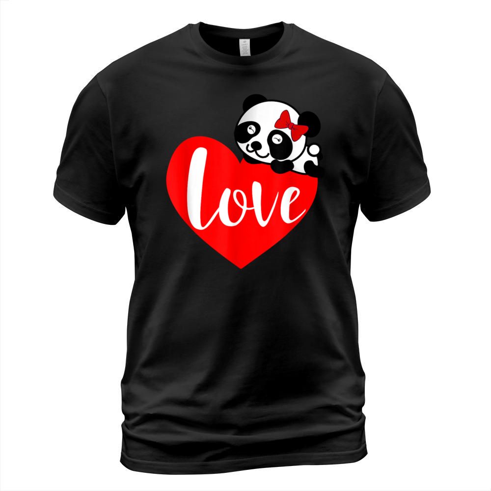 Valentines Day Panda On A Heart Funny Valentines T-Shirt Unisex