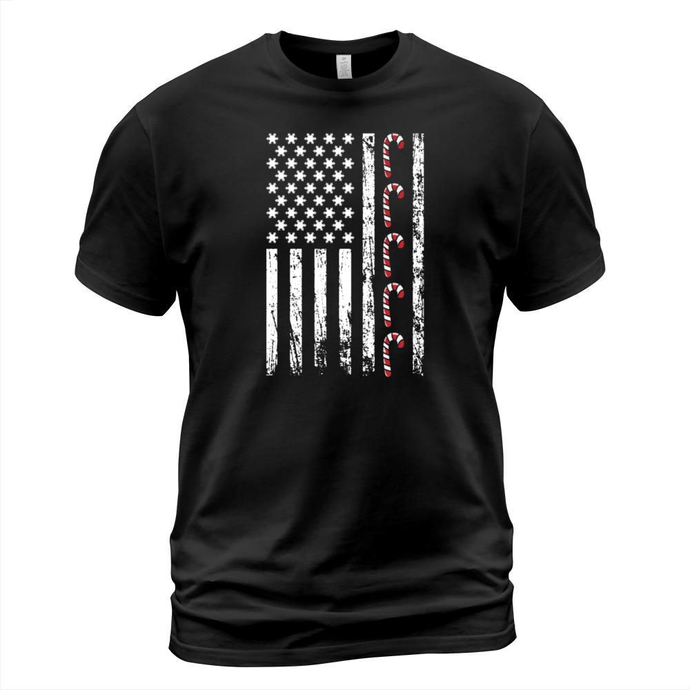 American Christmas Vintage Flag Cane Candy Xmas T-Shirt Unisex