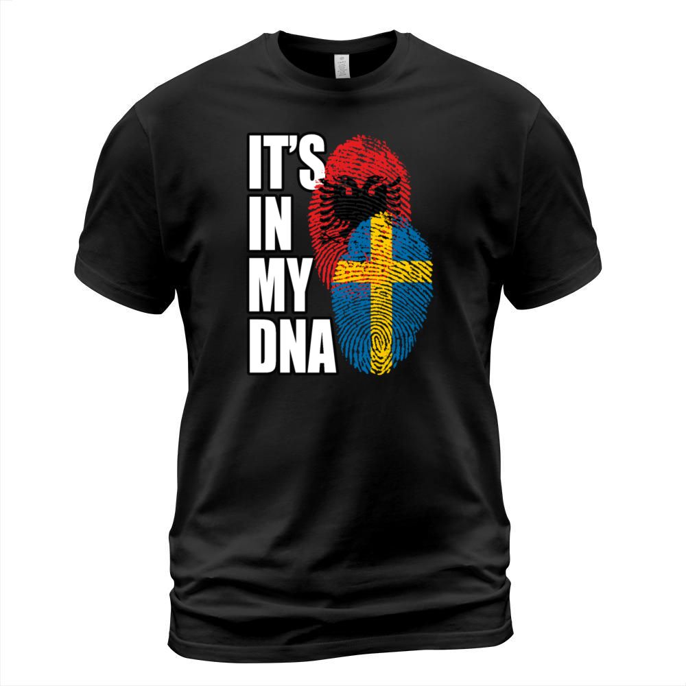 Albanian And Swedish Mix Heritage DNA Flag T-Shirt Unisex
