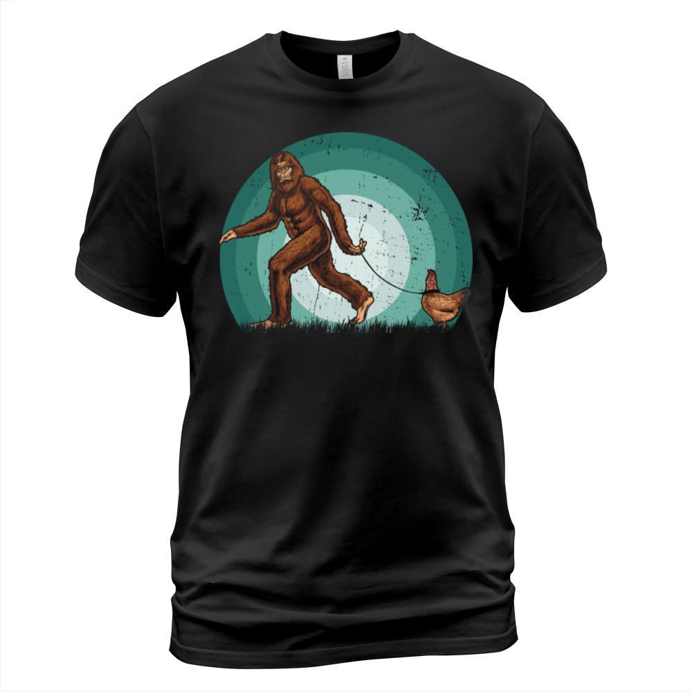 Vintage Silhouette Bigfoot Sasquatch Chicken Lover T-Shirt Unisex