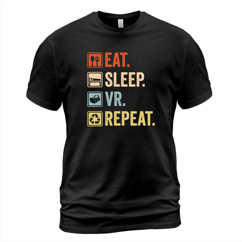 Eat Sleep VR Repeat Vintage Gamer Gaming Virtual R T-Shirt Unisex