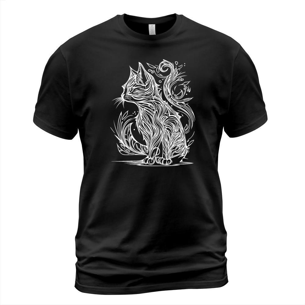 Tattoo Lines Tribal Style Vintage Cat T-Shirt Unisex