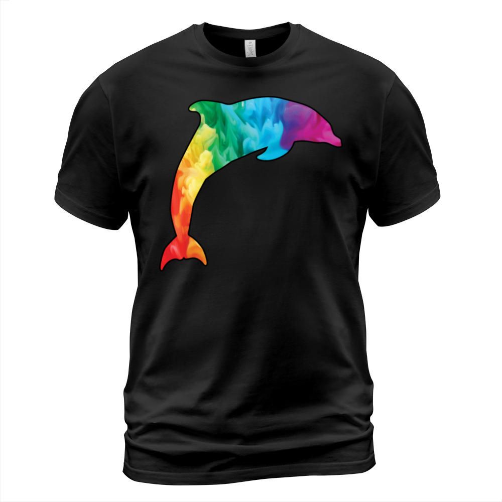 Colorful Rainbow Dolphin With Smoke And Fog T-Shirt Unisex