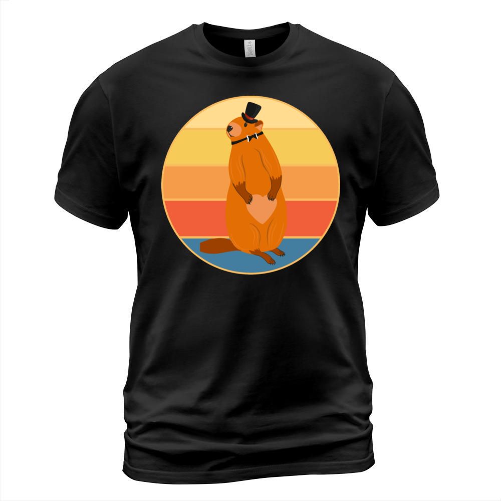 Cute Groundhog Retro Sunset Vintage Animal Lover T-Shirt Unisex