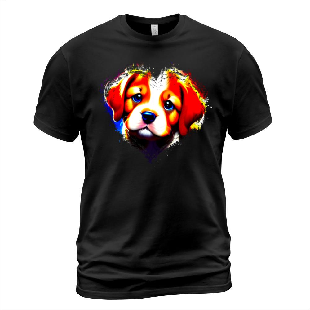 Cute Colorful Rainbow Dog Valentines Day Heart T-Shirt Unisex
