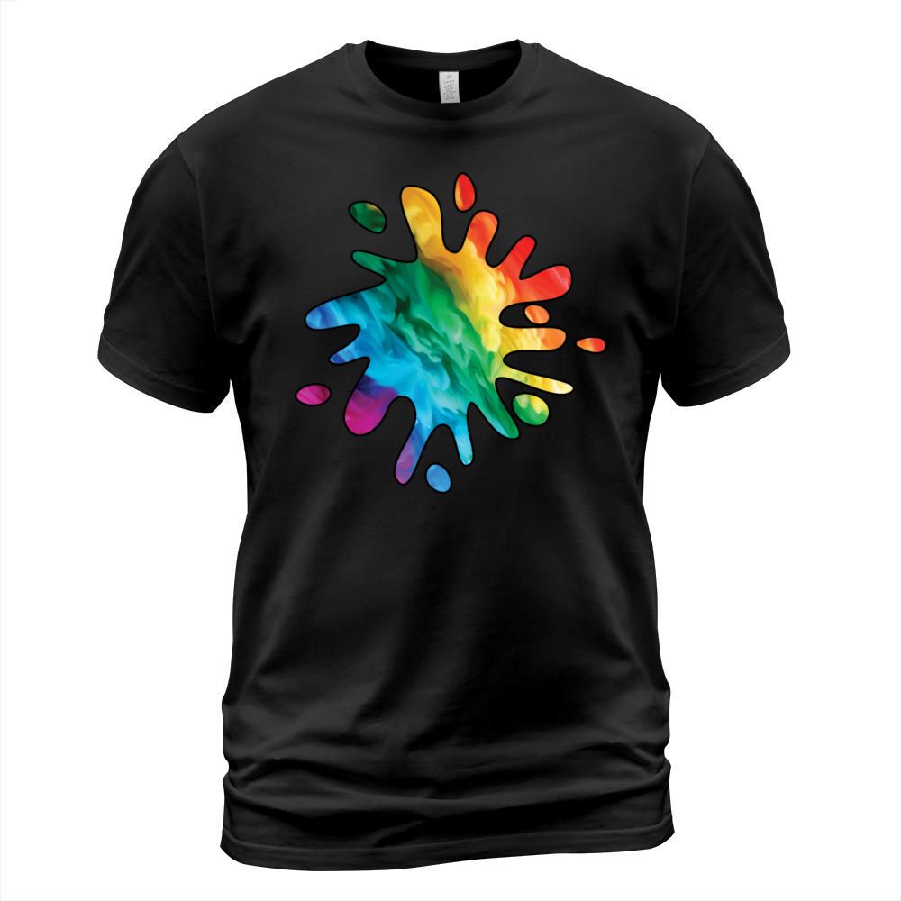 Colorful Rainbow Paint Splatter With Smoke And Fog T-Shirt Unisex