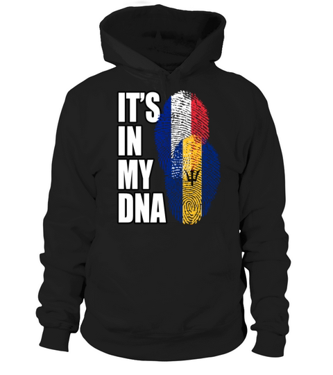 Barbadian And French Mix Heritage DNA Flag Hoodie Unisex
