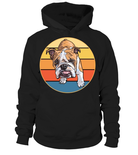 Bulldog Dog Breed Vintage Retro Sunset Hoodie Unisex