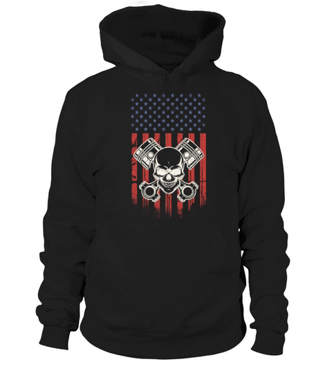 Vintage Patriotic American Flag Piston Muscle Car Hoodie Unisex