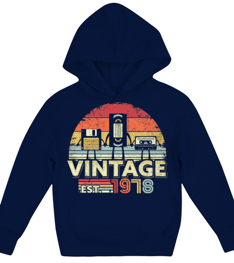 1978 Funny Vintage Cassette Floppy Disk Birthday Kids Hoodie