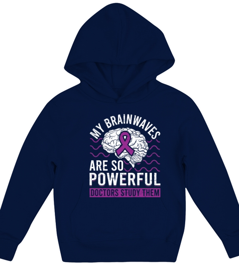Brainwaves Brain Purple Ribbon Epileptic Epilepsy Kids Hoodie