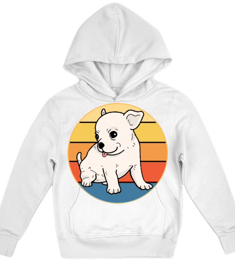 Cute Chihuahua Dog Breed Vintage Retro Sunset Kids Hoodie