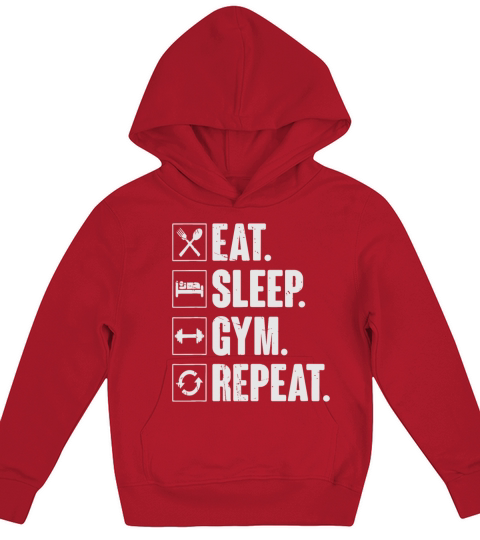 Eat Sleep Gym Repeat Funny Vintage Workouteat slee Kids Hoodie