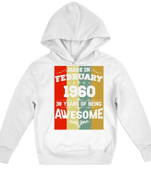 February 1960 Vintage Birthday Present Kids Hoodie
