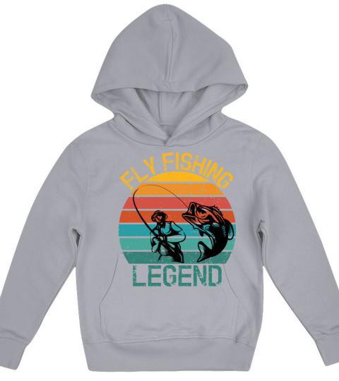 Fly Fishing Legend Sunset Vintage Fisherman Cool Kids Hoodie