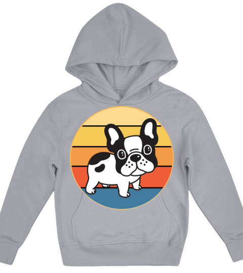 French Bulldog Dog Breed Vintage Retro Sunset Kids Hoodie