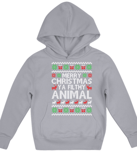 Merry Christmas Ya Filthy Animal Ugly Sweater Kids Hoodie